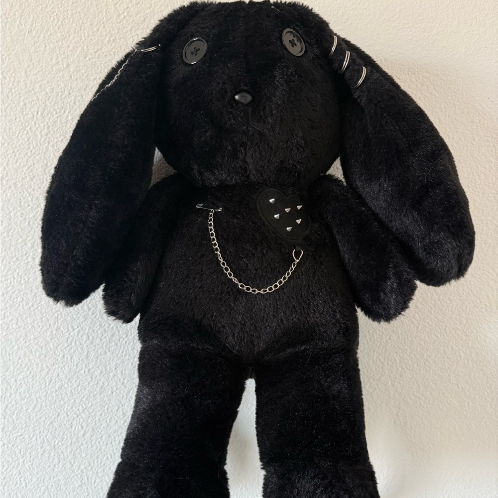 Black Plush Bunny with Chain/piercings backpack hot topic